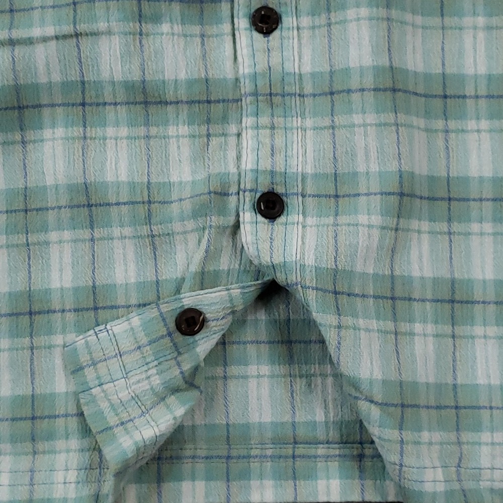 Patagonia Shirt Mens Medium Green Plaid Short Sleeve Organic Cotton Pockets - Picture 9 of 10